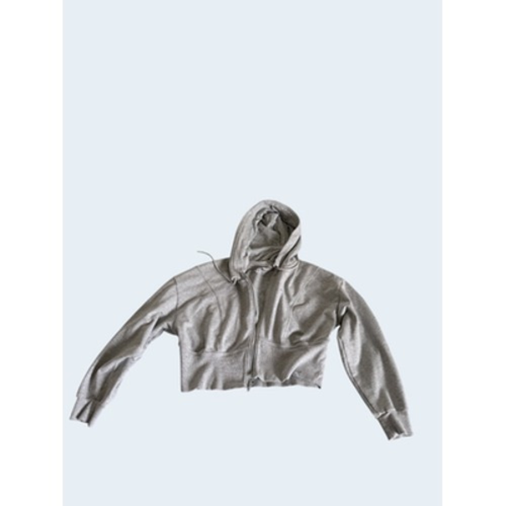 Joy Lab Heather Gray Cropped Full Zip Hoodie Mens L Ribbed Hem Sweatshirt